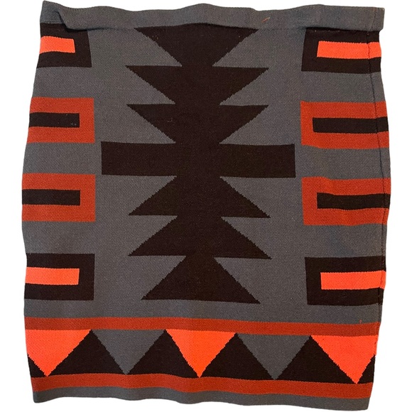 RACHEL RACHEL ROY Geometric Mini Skirt Knit Gray/Black/Spice Bodycon Size XS - Picture 1 of 4